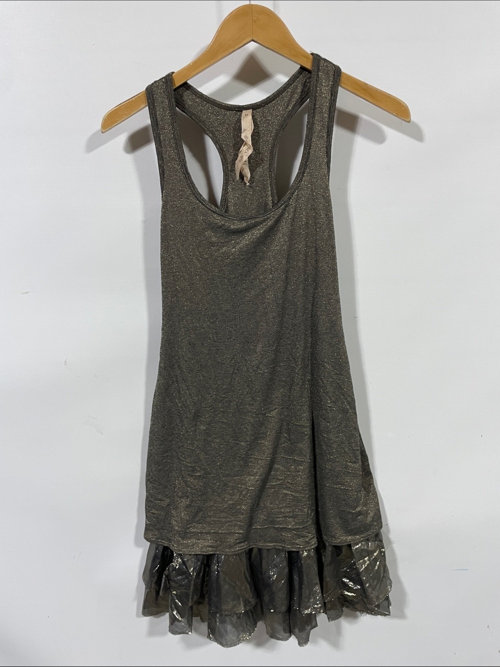 Bailey 44 Metallic Olive Racerback Tank with Tulle Hem